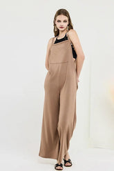Plus Wide Leg Terry Boho Jumpsuit with Pocket | Zarnesh