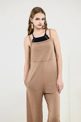 Plus Wide Leg Terry Boho Jumpsuit with Pocket | Zarnesh