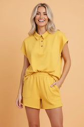 Polo Solid T-Shirt & Elastic Waist Short Set | Zarnesh