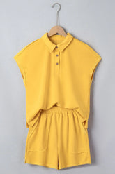Polo Solid T-Shirt & Elastic Waist Short Set | Zarnesh