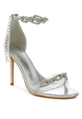 Rhinestone Chain Stiletto Metallic Heels | Zarnesh
