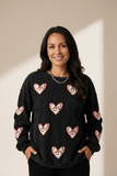 Ribbed Sequin LOVE Heart Patch Sweatshirt | Zarnesh