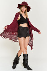 Women's Plus Crochet Fringe Knit Festival Layering Cardigan | Zarnesh