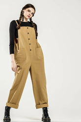 Plus Overall Button-Down Sleeveless Jumpsuit | Zarnesh