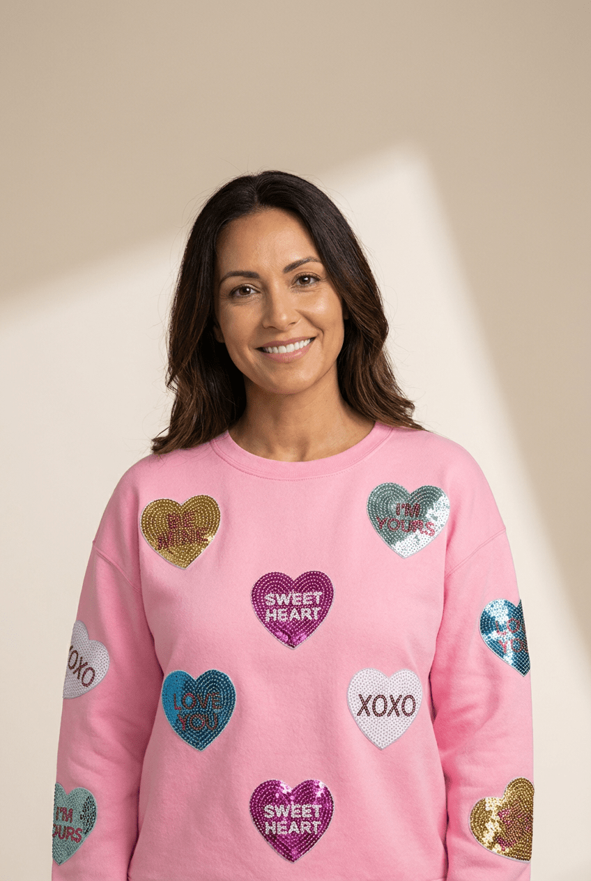 Sequin Conversation Heart Sweatshirt | Zarnesh