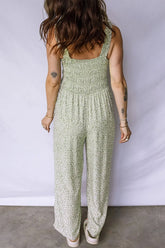 Smocked Floral Bodice Sleeveless Jumpsuit | Zarnesh