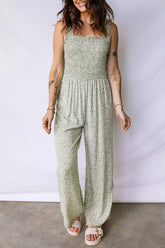 Smocked Floral Bodice Sleeveless Jumpsuit | Zarnesh