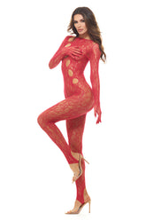 Split Gloves Cut Out Lace Bodystocking | Zarnesh
