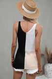 Women Color Block Strappy Loose Fit Sleeveless Tank Top Zarnesh