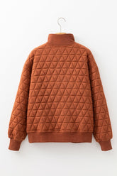 Women’s Geometric Half Zip Quilted Pullover Sweatshirt | Zarnesh