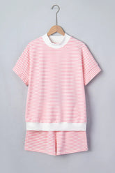Stripe Contrast Mock Neck Lounge Set | Zarnesh