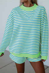 Striped Colorblock Pullover & Shorts Set | Zarnesh