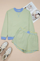 Striped Colorblock Pullover & Shorts Set | Zarnesh