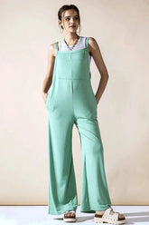 Terry Wide Leg Overalls Jumpsuit with Pocket | Zarnesh