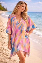 Tie-Dye Waffle Beach Cover-Up One Size | Zarnesh