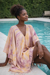 Tie-Dye Waffle Knit One Size Beach Cover-Up | Zarnesh