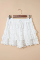 Tiered Lace Ruffle Drawstring Waist Shorts | Zarnesh
