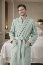 Unisex Luxury Cotton Waffle Tie Belt Hotel Style Bathrobe | Zarnesh