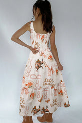 Western Graphic Bodice Tiered Maxi Dress | Zarnesh