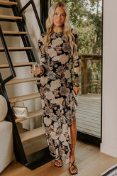 Wild Rose Mesh Asymmetrical Maxi Dress | Zarnesh
