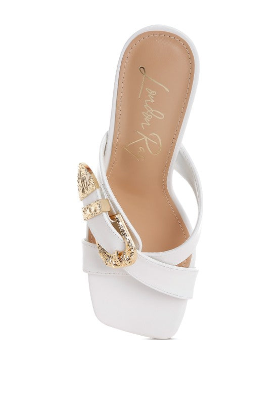 Women’s Mohaya Engraved Metallic Buckle Sandals | Zarnesh