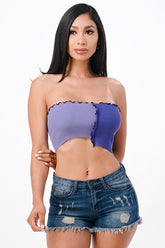Women Asymmetric Contrast Tube Edge Knit Crop Top | Zarnesh