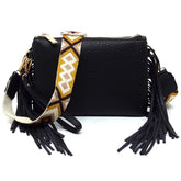 Women Aztec Guitar Strap Fringe Clutch Crossbody Bag Zarnesh