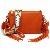 Women Aztec Guitar Strap Fringe Clutch Crossbody Bag Zarnesh