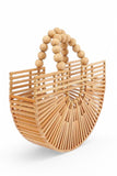 Women Bamboo Wooden Beads Pearl Handles Clutch Bag | Zarnesh