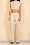 Women French Terry Crop Top Wide Leg Pants Set | Zarnesh