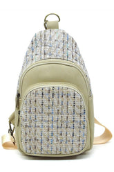 Women Tweed Sling Shoulder Wide Strap Bag Backpack | Zarnesh