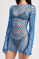 Women’s Bold Crochet Mini Dress with Open Back | Zarnesh