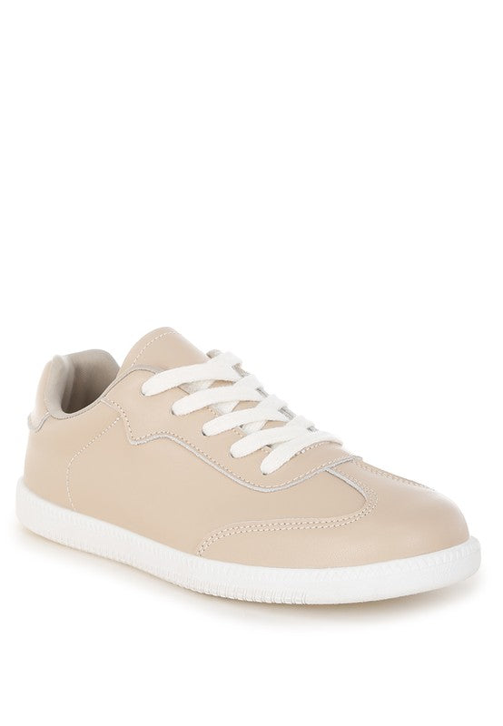 Women Bostonia Paneling Real Leather Lace Up Sneakers | Zarnesh