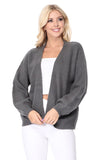 Women Bubble Bell Sleeve Chunky Open Front Sweater Cardigan Zarnesh