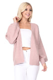 Women Bubble Bell Sleeve Chunky Open Front Sweater Cardigan Zarnesh
