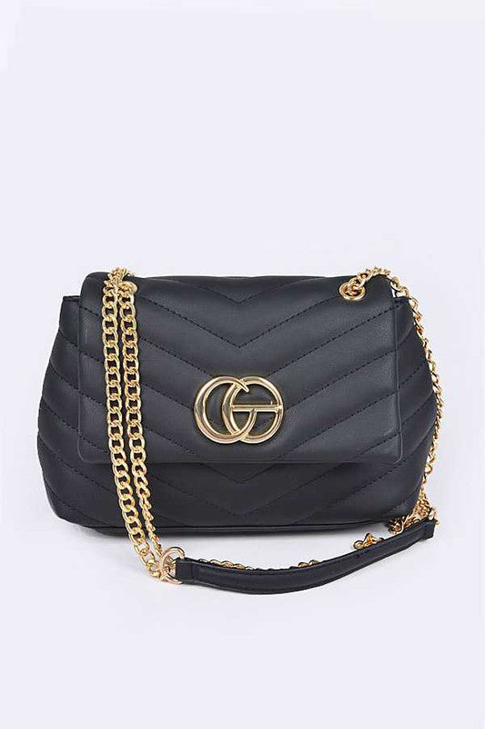 Women CG Logo Quilted Flap Closure Chain Strap Shoulder Bag Zarnesh