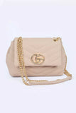 Women CG Logo Quilted Flap Closure Chain Strap Shoulder Bag Zarnesh