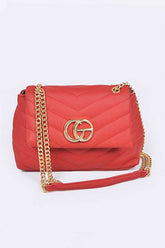 Women CG Logo Quilted Flap Closure Chain Strap Shoulder Bag Zarnesh