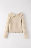 Women's Cable Knit Long Sleeves Zip-Up Cardigan | Zarnesh