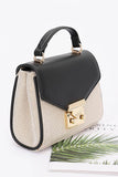 Women Canvas Two Tone Pocketbook Chain Strap Swing Bag Zarnesh
