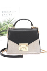 Women Canvas Two Tone Pocketbook Chain Strap Swing Bag Zarnesh