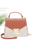 Women Canvas Two Tone Pocketbook Chain Strap Swing Bag Zarnesh