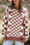 Women's Checker Round Neck Drop Shoulder Sweater | Zarnesh