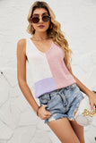 Women Color Block Strappy Loose Fit Sleeveless Tank Top Zarnesh