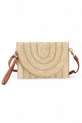Women Contrast Piping Straw Summer Crossbody Clutch Bag Zarnesh