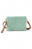 Women Contrast Piping Straw Summer Crossbody Clutch Bag Zarnesh