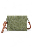 Women Contrast Piping Straw Summer Crossbody Clutch Bag Zarnesh