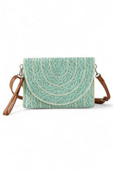 Women Contrast Piping Straw Summer Crossbody Clutch Bag Zarnesh