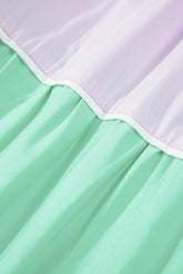 Women Cotton Color Self Tie Straps Block Maxi Dress zarnesh