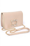 Women Crystal Buckle Design Shoulder Chain Satin Crossbody Bag Zarnesh